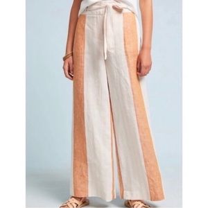 Anthropologie Striped Linen Wide Leg Pants